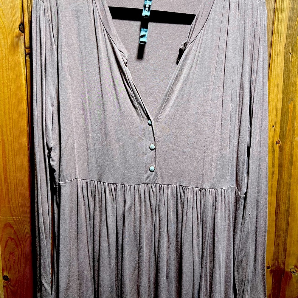 Gray,Allgrace Henley V-neck 2X Womens Tunic Top
